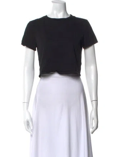 Pre-owned Re/done Crew Neck Short Sleeve Crop Top In Black