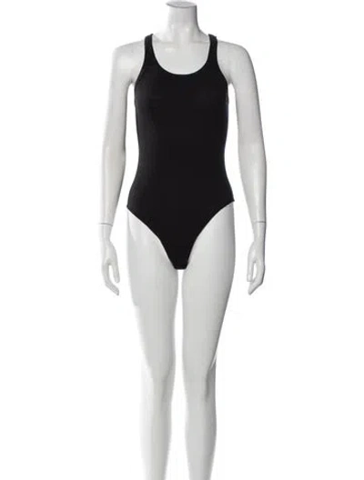 Pre-owned Re/done Crew Neck Sleeveless Bodysuit In Black