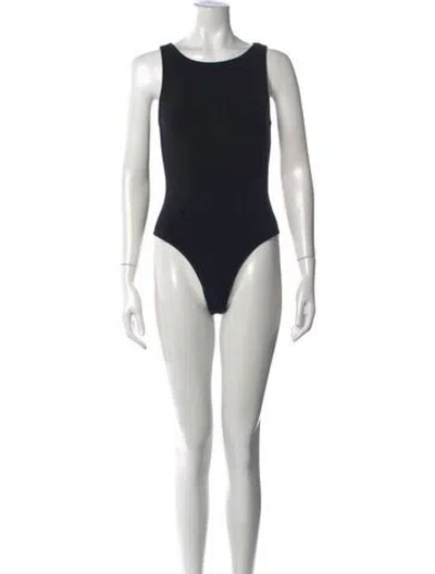 Pre-owned Re/done Crew Neck Sleeveless Bodysuit In Black