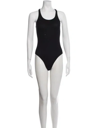 Pre-owned Re/done Crew Neck Sleeveless Bodysuit In Black
