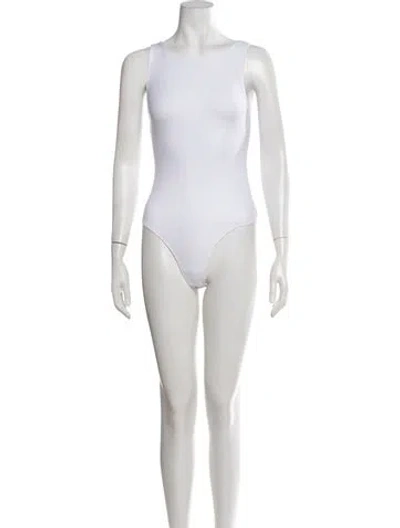 Pre-owned Re/done Crew Neck Sleeveless Bodysuit In White