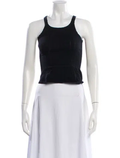 Pre-owned Re/done Crew Neck Sleeveless Crop Top In Black