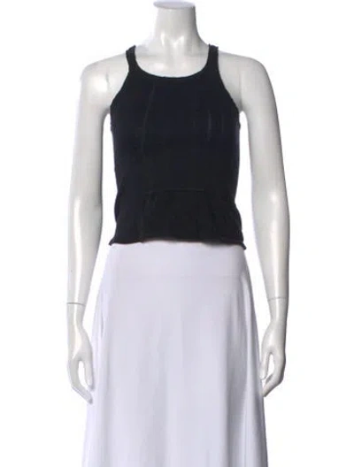 Pre-owned Re/done Crew Neck Sleeveless Crop Top In Black