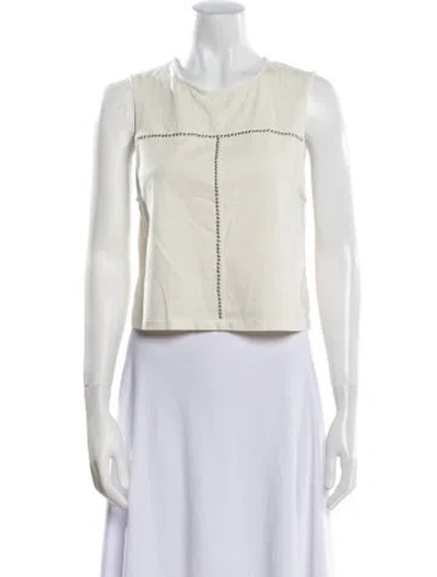 Pre-owned Re/done Crew Neck Sleeveless Crop Top In Neutral