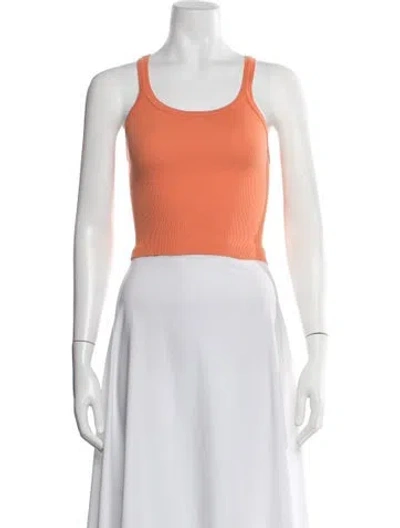 Pre-owned Re/done Crew Neck Sleeveless Crop Top In Orange