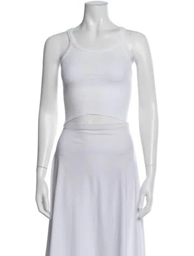 Pre-owned Re/done Crew Neck Sleeveless Crop Top In White