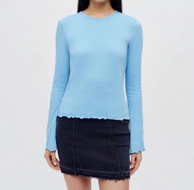 Re/done Crinkle Bell Long Sleeve Top In Carolina Blue