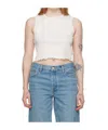 Re/done Crinkled Cropped Top In Neutral