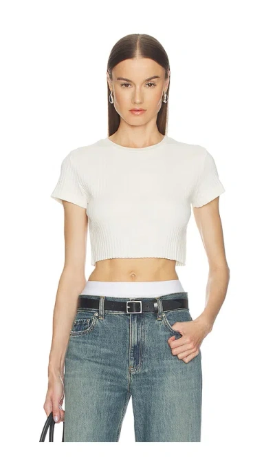 Re/done Cropped 60s Slim Tee In White