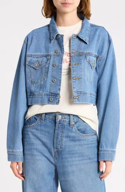 Re/done Cropped Denim Jacket In Blue