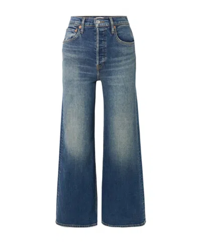 Re/done Cropped High-rise Wide-leg Jeans In Blue