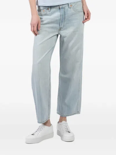 Re/done Cropped Straight-leg Jeans In Blue
