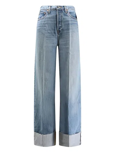 Re/done Cuffed Jeans In Blue