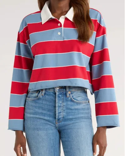 Re/done Cut Off Rugby Polo In Crimson Bluebird In Multi