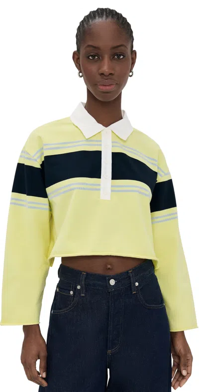 Re/done Cut Off Rugby Polo Limeadestrip In Multi