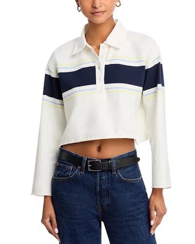 Re/done Cut Off Rugby Polo Tee In White