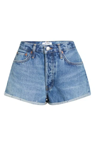 Re/done Daisy Cuffed Denim Shorts In Blue