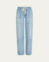 Re/done Beach Mid-rise Straight-leg Jeans In Blue