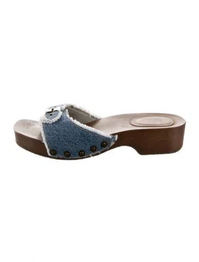 Pre-owned Re/done Denim Printed Slides In Blue