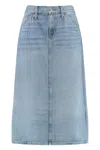 Re/done Denim Skirt With Pockets And Slit In Blue