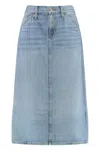 Re/done Denim Skirt With Pockets And Slit In Blue