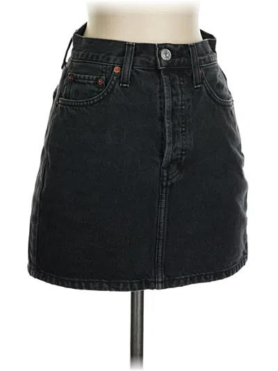 Pre-owned Re/done Denim Skirt In Black