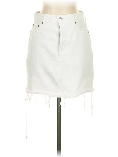 Pre-owned Re/done Denim Skirt In White