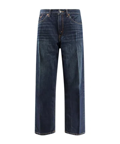 Re/done Denim Trousers With Belt Loops In Blue