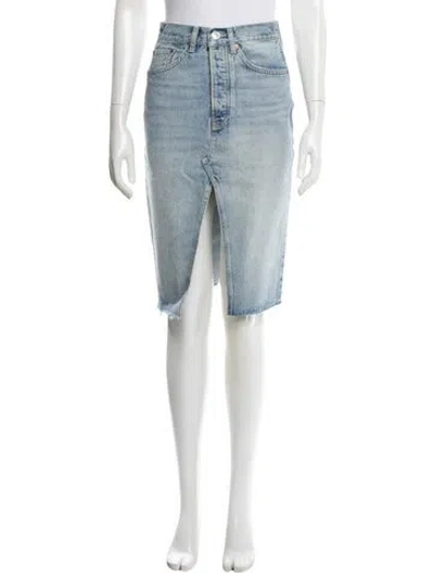 Pre-owned Re/done Distressed Accents Knee-length Skirt In Blue
