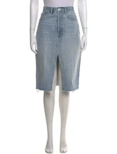 Pre-owned Re/done Distressed Accents Knee-length Skirt In Blue