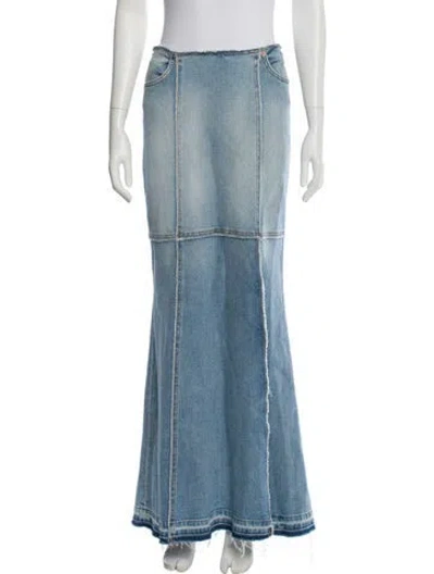 Pre-owned Re/done Distressed Accents Long Skirt In Blue