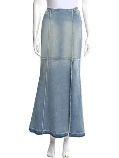 Pre-owned Re/done Distressed Accents Long Skirt W/ Tags In Blue