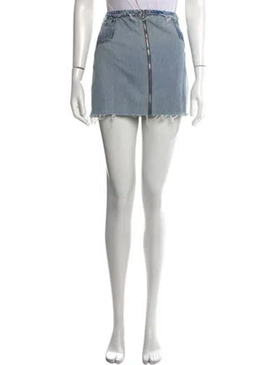 Pre-owned Re/done Distressed Accents Mini Skirt In Blue