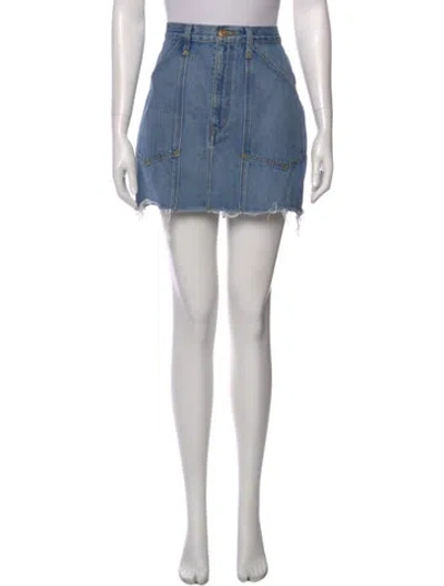 Pre-owned Re/done Distressed Accents Mini Skirt In Blue