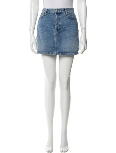 Pre-owned Re/done Distressed Accents Mini Skirt In Blue