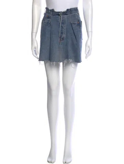 Pre-owned Re/done Distressed Accents Mini Skirt In Blue