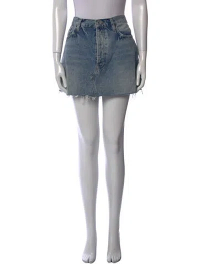 Pre-owned Re/done Distressed Accents Mini Skirt In Blue