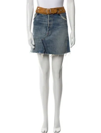 Pre-owned Re/done Distressed Accents Mini Skirt In Blue
