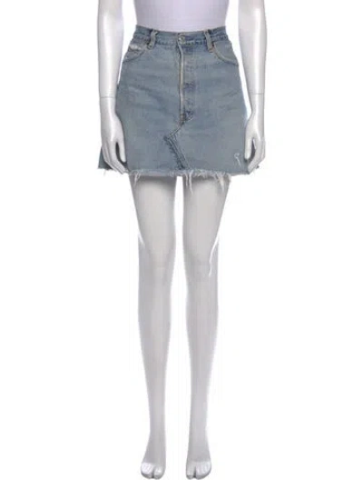 Pre-owned Re/done Distressed Accents Mini Skirt In Blue