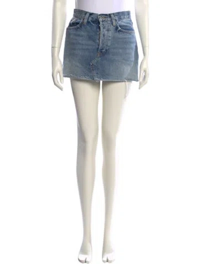 Pre-owned Re/done Distressed Accents Mini Skirt In Blue