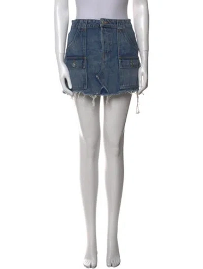 Pre-owned Re/done Distressed Accents Mini Skirt In Blue