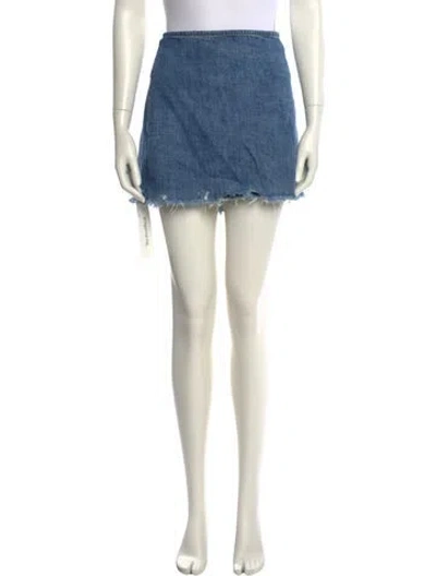 Pre-owned Re/done Distressed Accents Mini Skirt In Blue