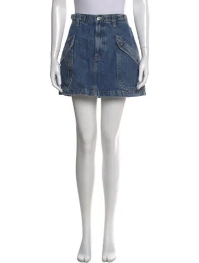 Pre-owned Re/done Distressed Accents Mini Skirt In Blue