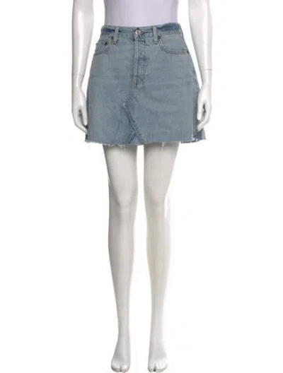 Pre-owned Re/done Distressed Accents Mini Skirt In Blue