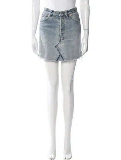 Pre-owned Re/done Distressed Accents Mini Skirt In Blue