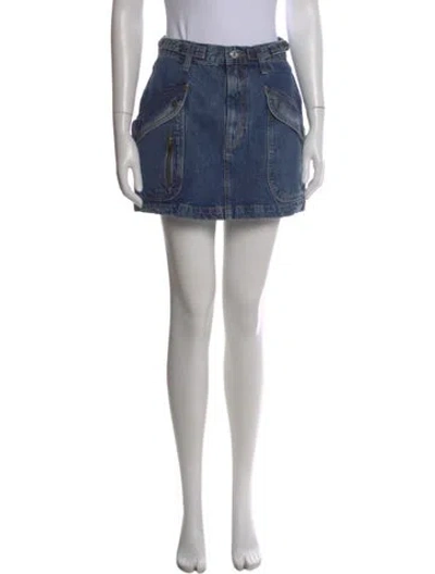 Pre-owned Re/done Distressed Accents Mini Skirt In Blue