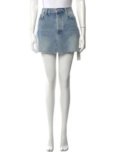 Pre-owned Re/done Distressed Accents Mini Skirt In Blue