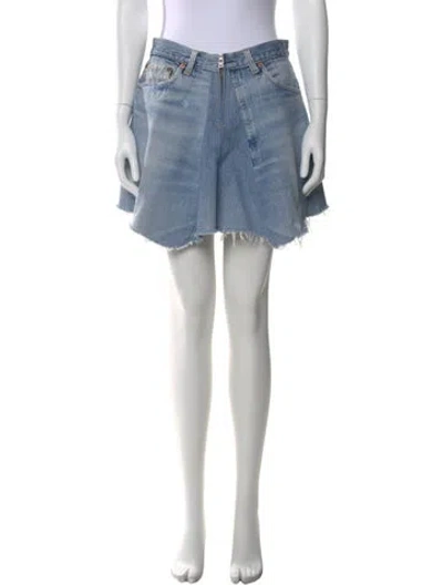 Pre-owned Re/done Distressed Accents Mini Skirt In Blue