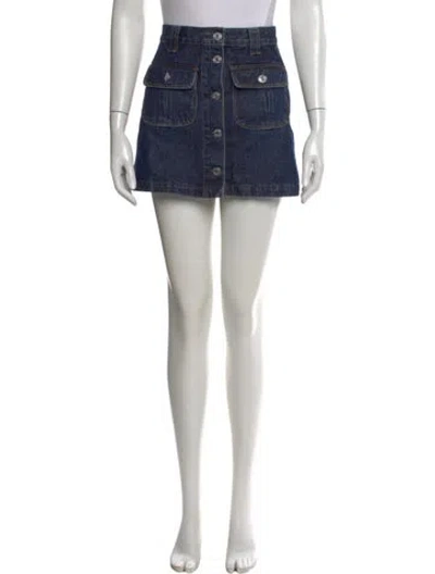 Pre-owned Re/done Distressed Accents Mini Skirt In Blue