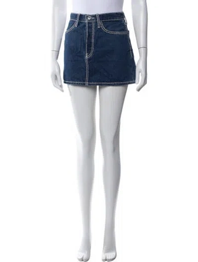 Pre-owned Re/done Distressed Accents Mini Skirt In Blue